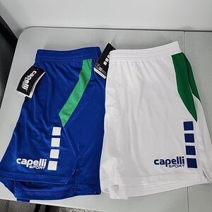 NEW Capelli Sport Womens Athletic Shorts Lot of 2 Blue White Size Medium Soccer